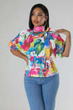 Casual Print Short Sleeve Shirts QYMF-3062