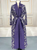 Pleated Print Cardigan Long Coats GZRF-77102