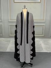 Pleated Print Cardigan Long Coats GZRF-77102