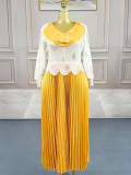 Fashion Pleated Color Block Long Dress GZRF-250327