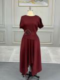 Solid Color Irregular Long Skirt Two Piece Set GZRF-77078