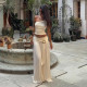 Solid Color Slash Shoulder Two Piece Skirts Set GSLF-K25S73038