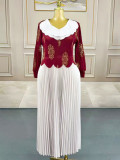 Fashion Pleated Color Block Long Dress GZRF-250327