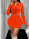 Solid Color Zipper Ruffles Two Piece Skirts Set QYMF-3086