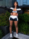 Contrast Color Long Sleeve+Wrap Chest+Short 3 Piece Set CH-25032