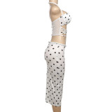 Polka Dot Halterneck Two Piece Skirts Set GSLF-K25S72949