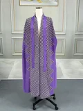 Pleated Print Cardigan Long Coats GZRF-77102