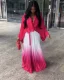Bat Sleeve Top Gradient Pleated Skirt Two Piece Set GZRF-KH-0108