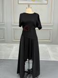 Solid Color Irregular Long Skirt Two Piece Set GZRF-77078