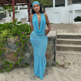 Deep V Stacked Neck Sexy Long Skirt 3 Piece Set GSLF-K25S69717