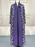 Pleated Print Cardigan Long Coats GZRF-77102