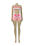 Contrast Color Long Sleeve+Wrap Chest+Short 3 Piece Set CH-25032