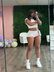 Solid Color Tight Two Piece Shorts Set QYMF-3153