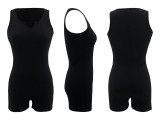 Solid Color Knits V Neck Slim Romper QYMF-3134