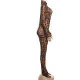 Leopard Print Long Sleeve Jumpsuit GSLF-K24Q71125