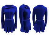 Solid Color Zipper Ruffles Two Piece Skirts Set QYMF-3086