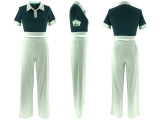 Color Block Short Sleeve Top Pants Suit QYMF-3148