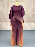 Pleated Gradient Printed Top Casual Pants Suit GZRF-250604