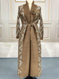 Pleated Print Cardigan Long Coats GZRF-77102