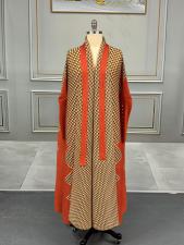 Pleated Print Cardigan Long Coats GZRF-77102