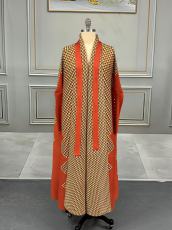 Pleated Print Cardigan Long Coats GZRF-77102
