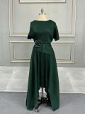 Solid Color Irregular Long Skirt Two Piece Set GZRF-77078