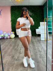 Solid Color Tight Two Piece Shorts Set QYMF-3153