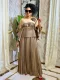 Color Block Half Sleeve Long Skirt Pleated Suit  GZRF-25306