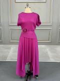 Solid Color Irregular Long Skirt Two Piece Set GZRF-77078