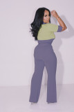 Color Block Short Sleeve Top Pants Suit QYMF-3148