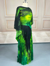 Pleated Gradient Printed Top Casual Pants Suit GZRF-250604