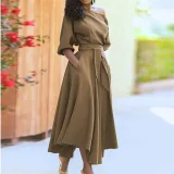 Solid Color Half Sleeve Maxi Dress QYMF-3236