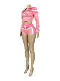 Contrast Color Long Sleeve+Wrap Chest+Short 3 Piece Set CH-25032