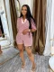 V Neck Stripe Knits Tops Shorts Suit QYMF-3090