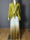 Bat Sleeve Top Gradient Pleated Skirt Two Piece Set GZRF-KH-0108