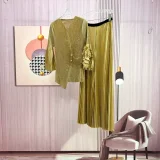Fashion Press Pleated Petal Sleeve Pants Suit GZRF-HY-688
