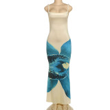 Sexy Backless Print Sling Maxi Dress GSLF-K25D70669