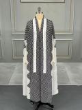 Pleated Print Cardigan Long Coats GZRF-77102