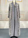 Pleated Print Cardigan Long Coats GZRF-77102