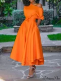 Solid Color Half Sleeve Maxi Dress QYMF-3236