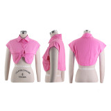 Solid Color Short Sleeve Single-breasted Shirts QYMF-3020