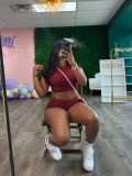 Solid Color Tight Two Piece Shorts Set QYMF-3153