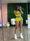 Solid Color Tight Two Piece Shorts Set QYMF-3153