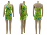 Sexy Halterneck Backless Two Piece Skirts Set QYMF-3013