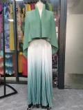 Bat Sleeve Top Gradient Pleated Skirt Two Piece Set GZRF-KH-0108