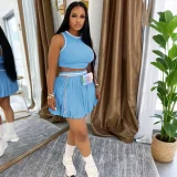 Sleeveless Tank Tops Casual Two Piece Skirts Set QYMF-3089