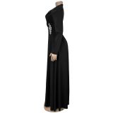 Solid Color Long Sleeve Maxi Dress BY-7411