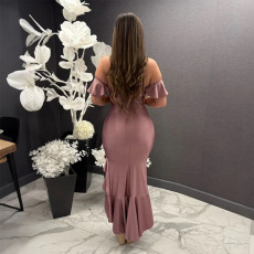 One-Shoulder Irregular Ruffle Long Dress CYA-901905