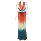 Color Blocked Mesh Printed 2 Piece Set GSLF-K25S69720