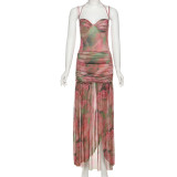 Sexy Print Sling Slim Split Maxi Dress GSLF-K25D67615